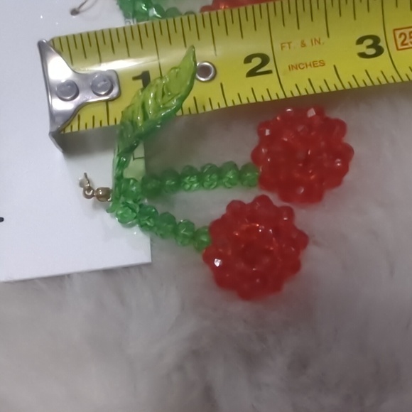 Beaded Cherry Drop Earrings - Picture 4 of 6